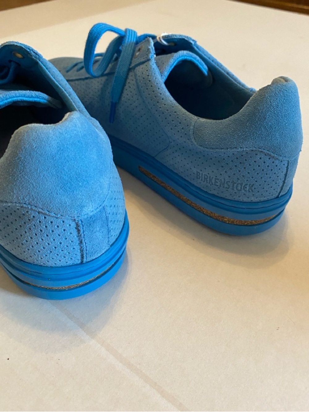 Birkenstock Bend Low Shoes Blue Suede Lace Up Sneakers - Picture 7 of 15